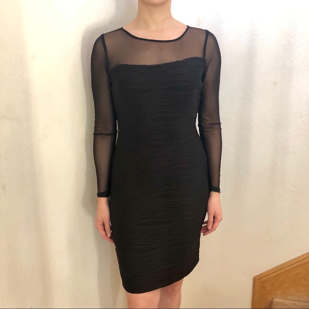 Never worn LBD, Stretchy, Long Sheer Sleeves